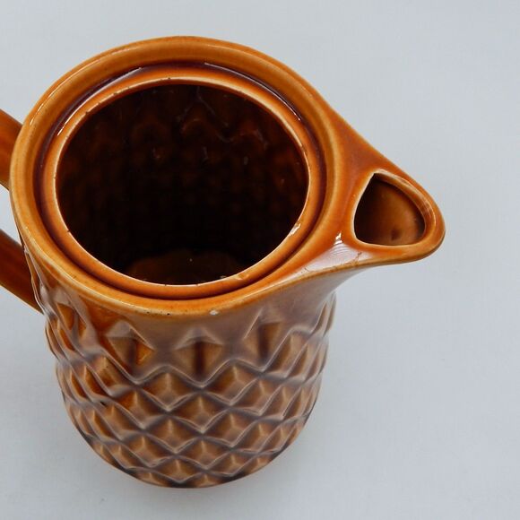 Brown Raised Diamond Pattern Footed Coffee Pot Sugar Bowl Japan Lidded Vintage - Picture 15 of 16